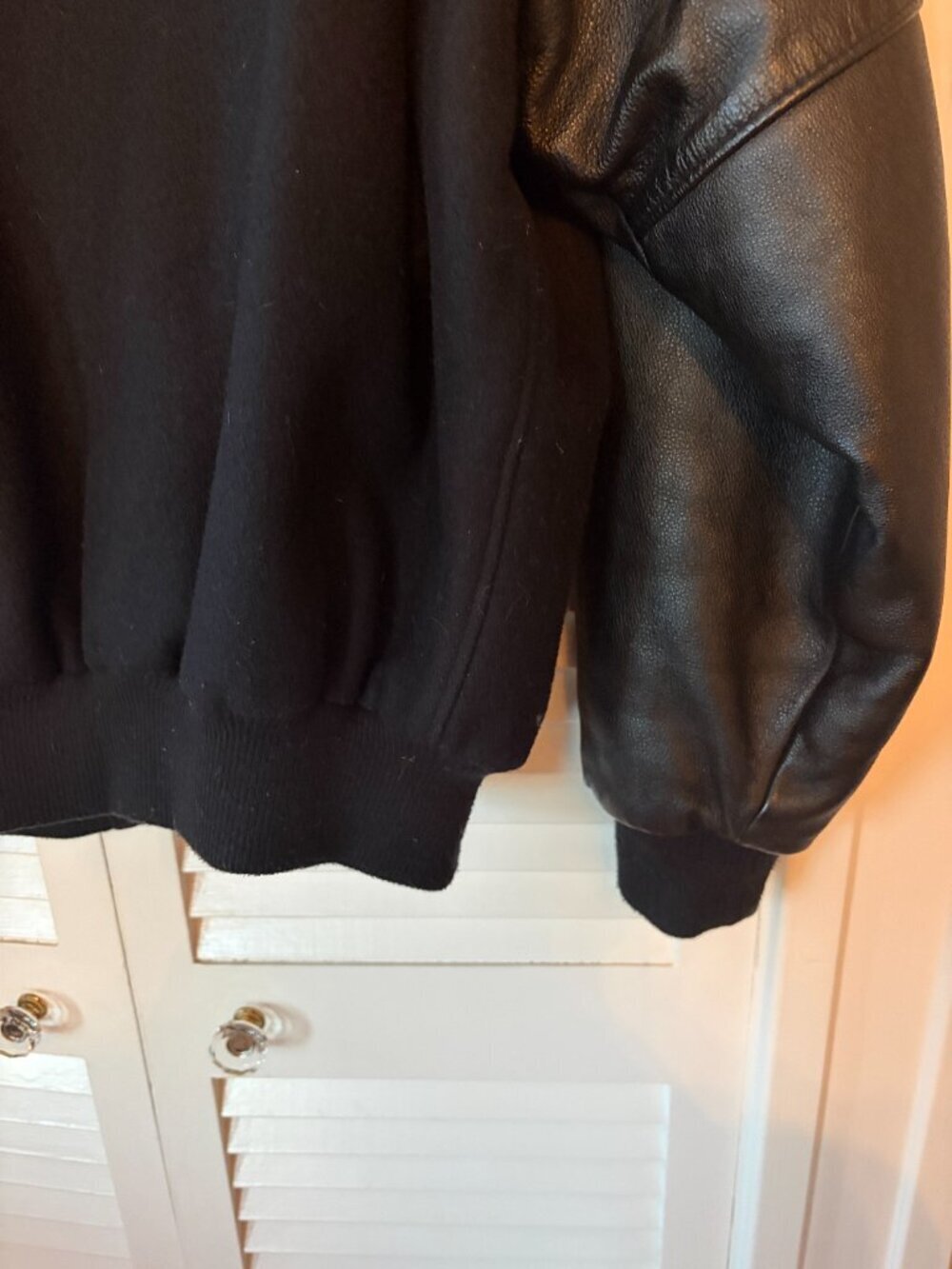 ROOTS men's black varsity jacket USA olympics leather wool vintage - Picture 8 of 10